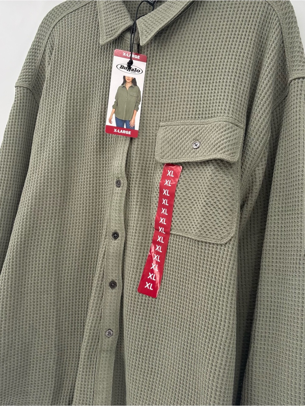 Brixton Olive Waffle-Knit Button Shirt - Picture 2 of 6